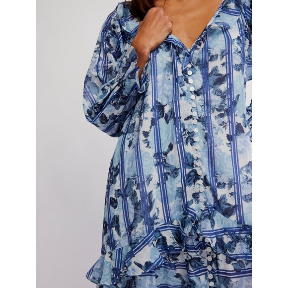 🆕 FREE PEOPLE Garden Wonders Maxi Dress / Blue Combo - Picture 4 of 10